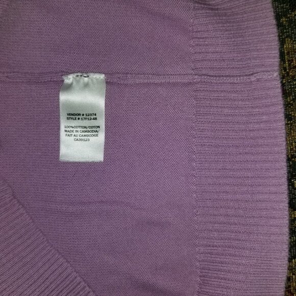 Lilac, cotton, long sleeve, mock neck, light sweater, M, Northern Reflections - Picture 6 of 6